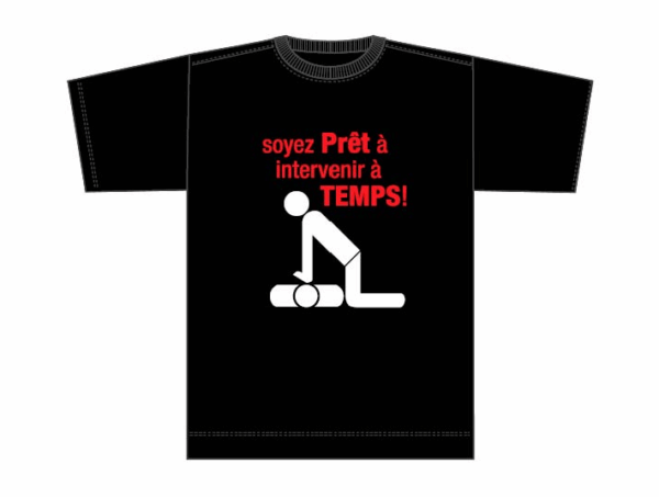 Premierssoins.com - Chandail T-Shirt (Soyez prêt à intervenir à temps!) noir petit