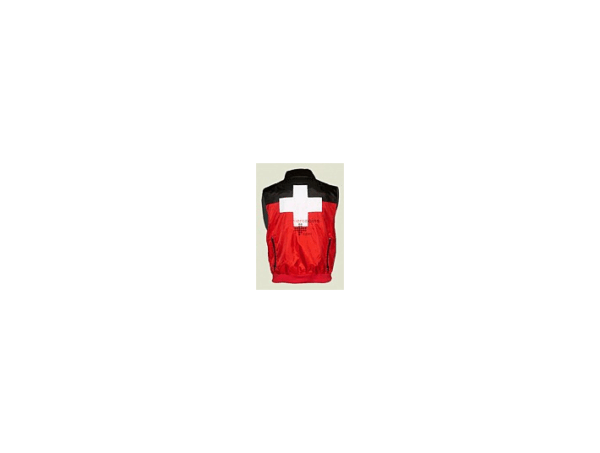 Veste de Patrouilleur sans manche rouge/noir avec Croix Blanche grande – Image 2