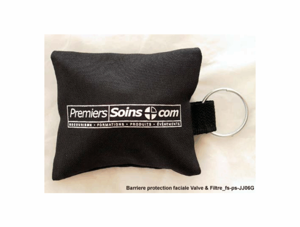 Masque de poche porte clefs pour RCR, avec valve et filtre (PREMIERS SOINS.com) – Image 2