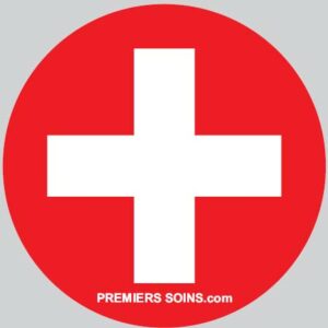 Premierssoins.com - Aimant rond Premiers Soins (Croix Blanche sur fond rouge -  6 pouces de diamètre)