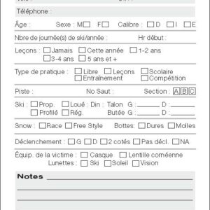 Premiers Soins.com Tablette Rapport d'accident (Patrouille de Ski) Saint-Sauveur/Avila 3 1/2 x 6 1/2po
