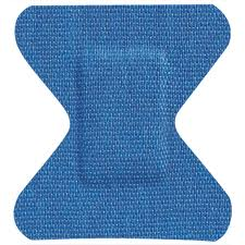 Pansement adhésif retraçable bout de doigt en tissus (Couleur bleu - 4.4x7.6cm - 50 unités par paquet)