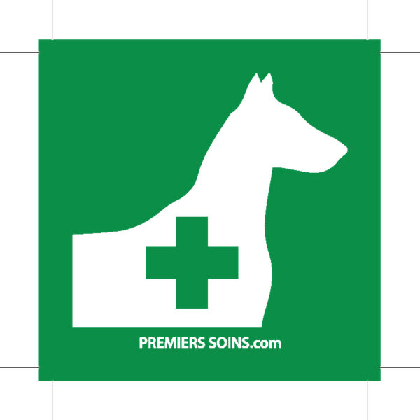 Premierssoins.com - Autocollant CHIEN ENTRAINÉ, carré 3x3 pouces