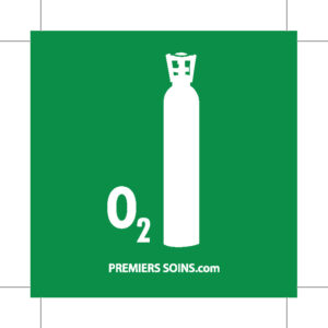 Premierssoins.com - Autocollant OXYGÈNE, carré 2x2 pouces