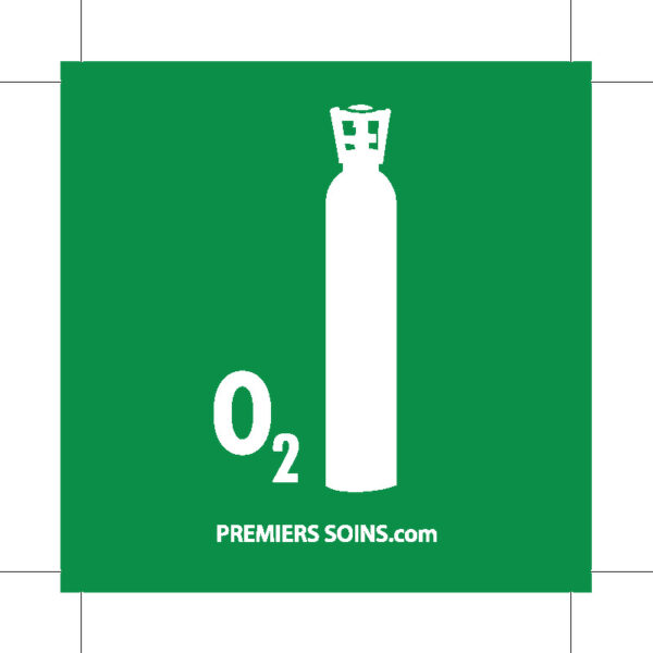 Premierssoins.com - Autocollant OXYGÈNE, carré 2x2 pouces