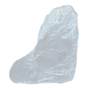 Couvre bottes en Polyethylene clair avec élastique, 0.06mm 50/pqt