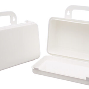 Trousse de Premiers Soins REMPLI en PLASTIQUE blanche avec joint (8 po x 5 po x 3 pouces)