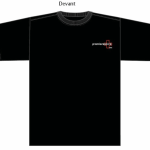 Premierssoins.com - Chandail T-Shirt (Croix en ligne rouge) - noir petit