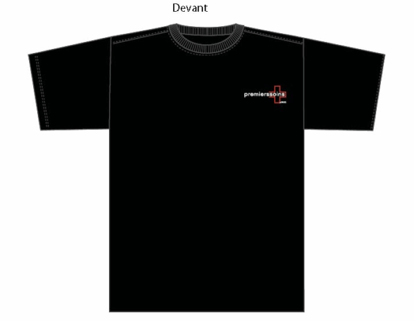 Premierssoins.com - Chandail T-Shirt (Croix en ligne rouge) noir grand