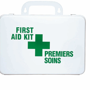 Trousse de PREMIERS SOINS VIDE pour institution/entreprise en PLASTIQUE (14 pouces x 10 pouces x 3 pouces)  sans joint de silicone - IMPRIMÉ